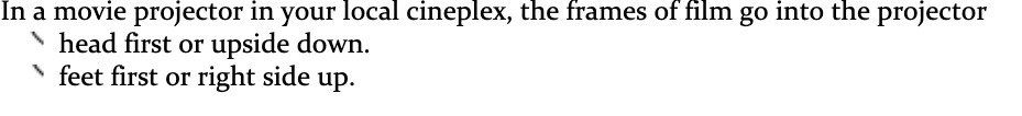 film go into the projector head first or upside down. feet first