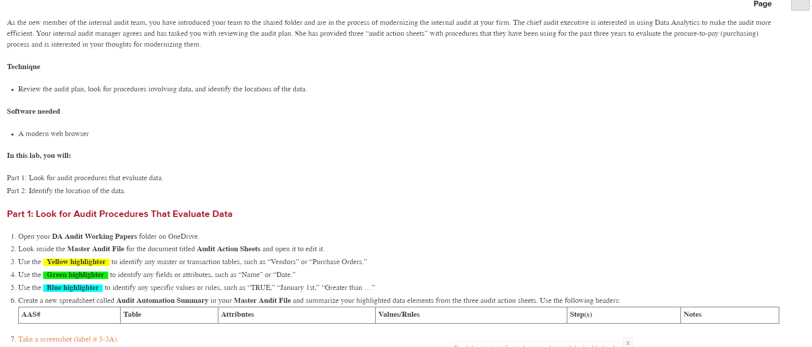 is interested in using Data Analytics to make the audit more efficient.