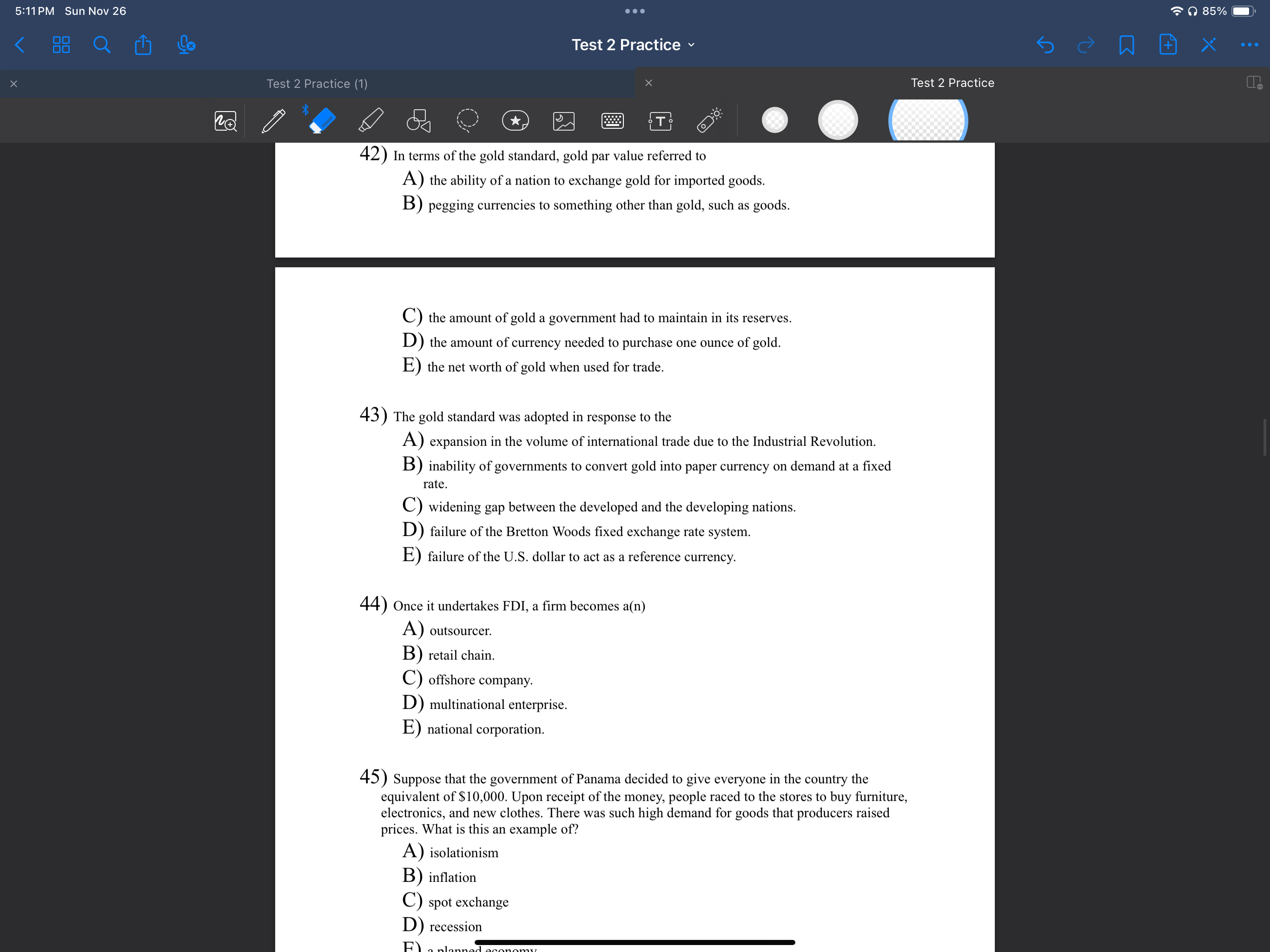 value dates. D) the purchase of securities in one market are immediately