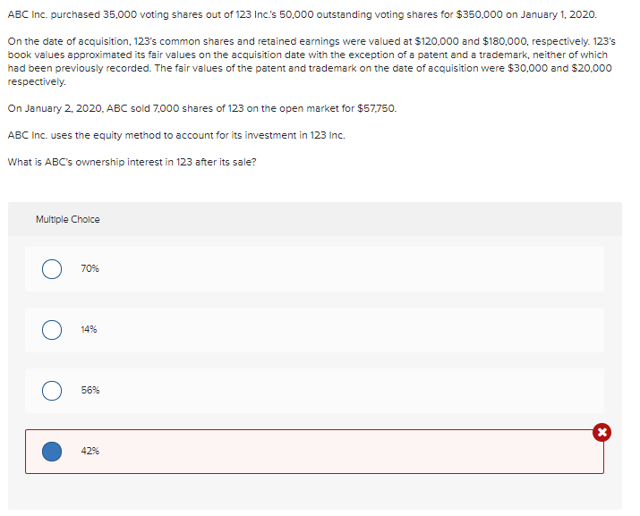 This is an advanced accounting multiple choice question that I got wrong.