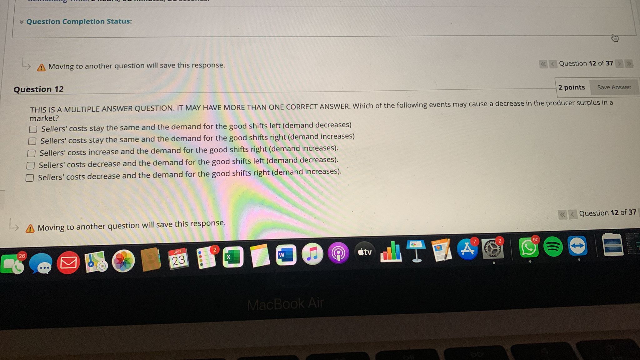 this response. >> Question 12 2 points Save Answer THIS IS A