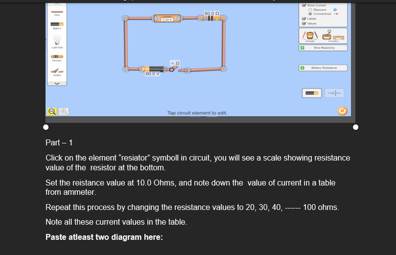 the element "Battery" symboll in circuit, you will see a scale showing