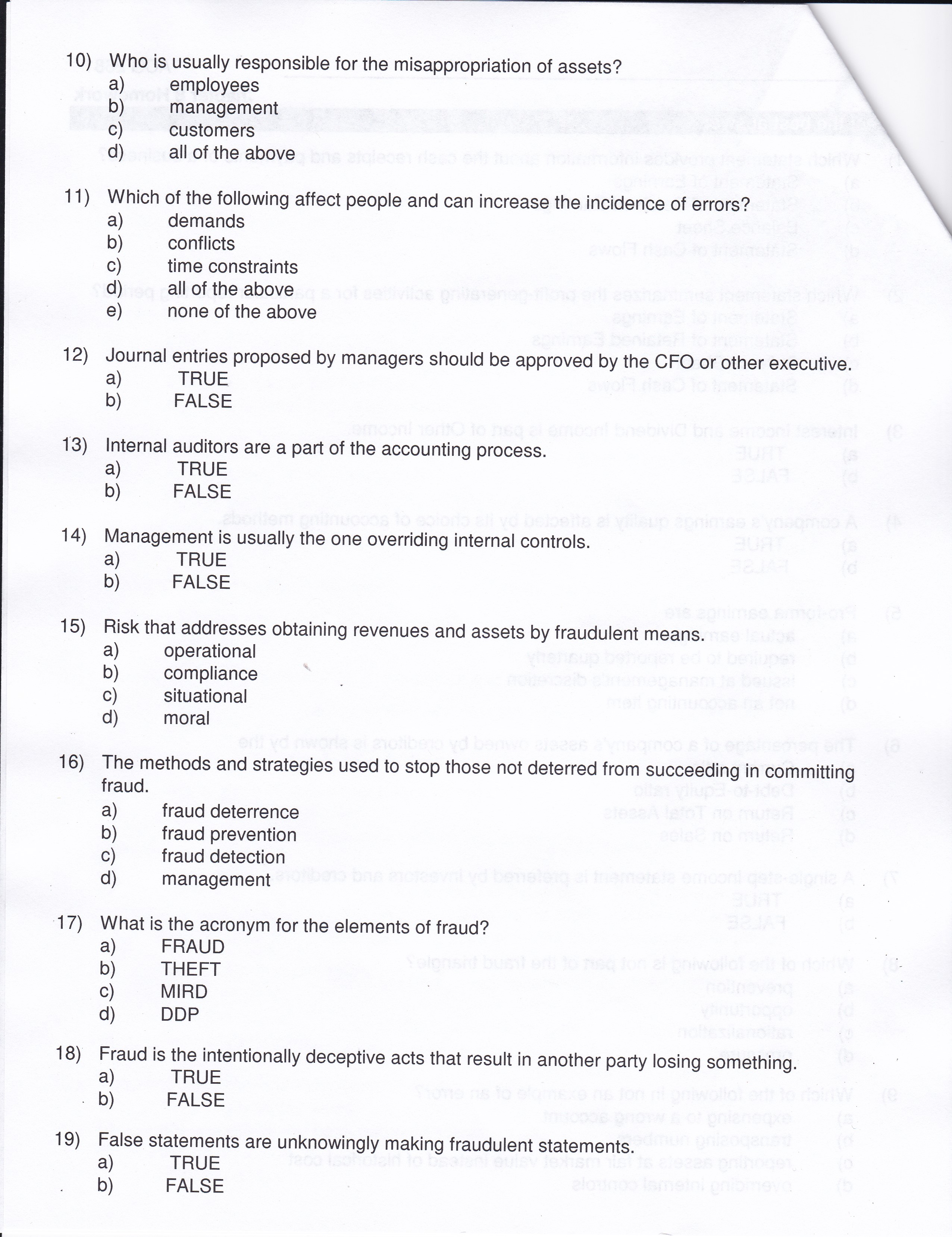 Statement of Retained Earnings c) Balance Sheet d) Statement of Cash Flows