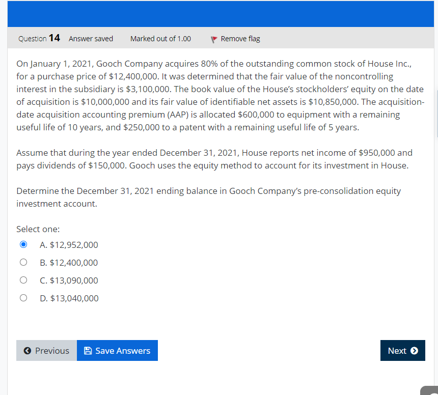 of 1.00 7 Remove ag Assume the following facts are about a