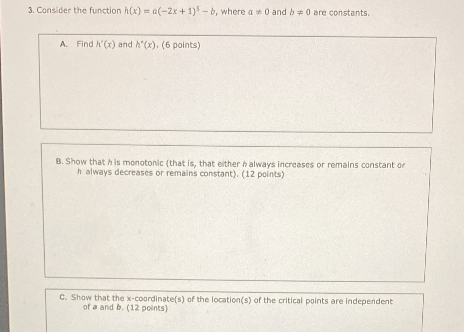 3. Consider the function h(x) = a(-2x + 1)5 - b,