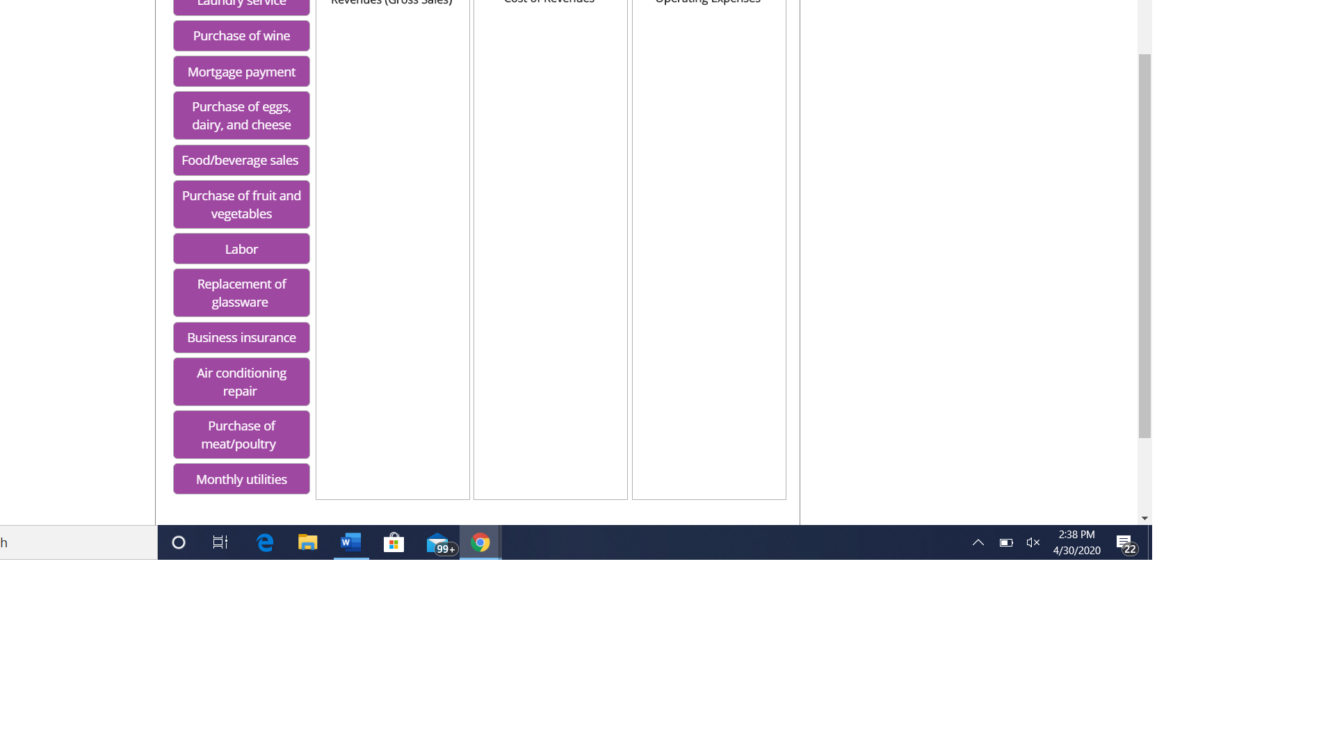 You explain the basic format of the income statement to Alex. When