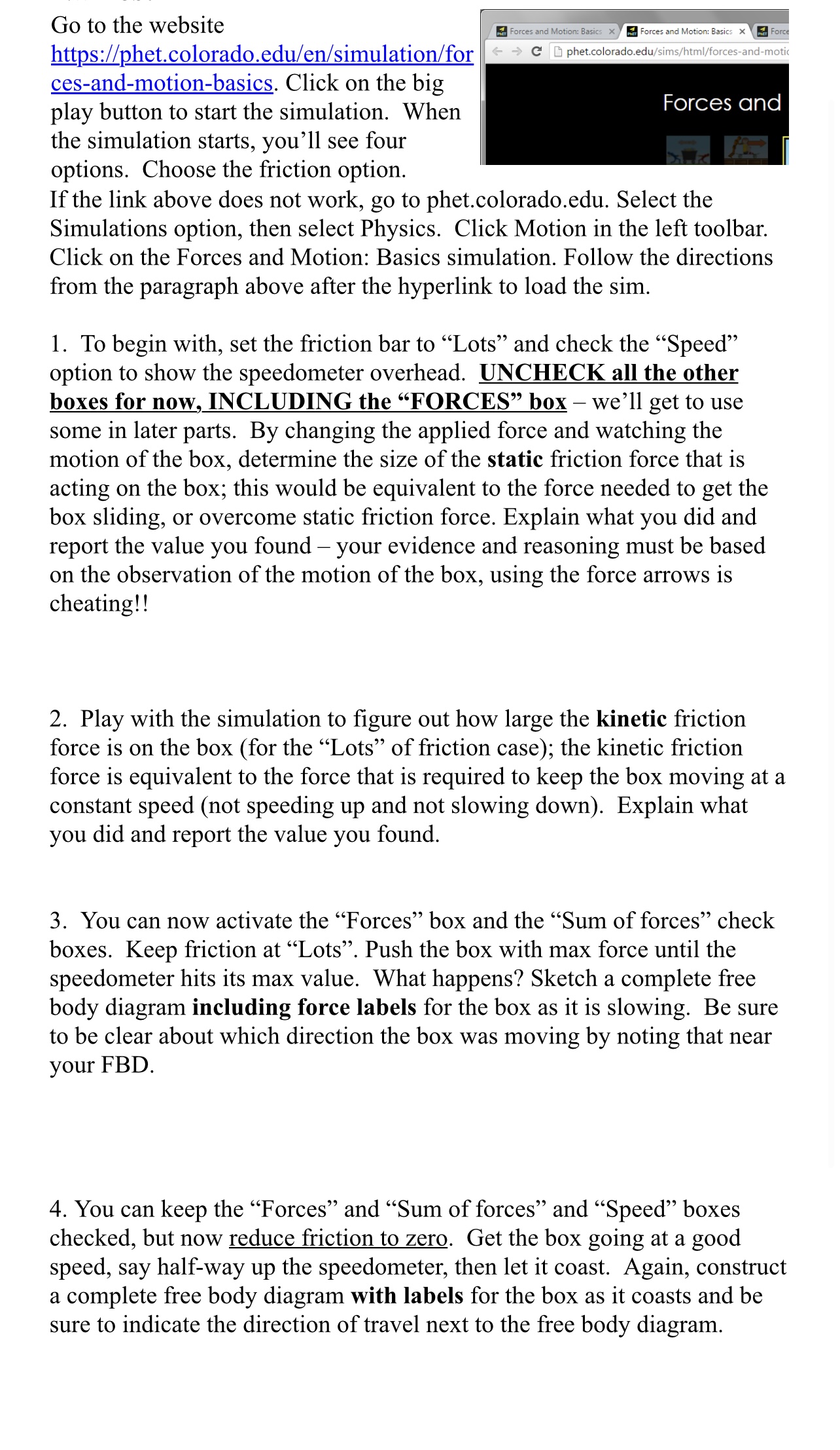 on the big play button to start the simulation. When Forces and