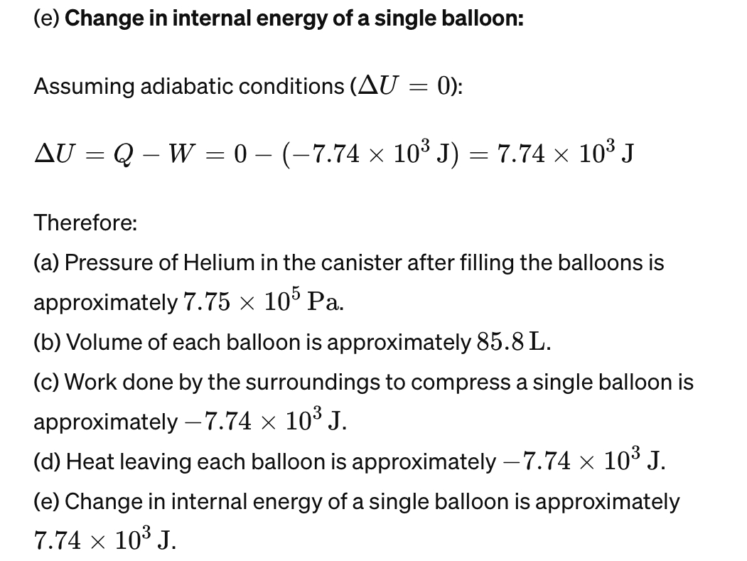 balloons are all at room temperature, T=20 *C. (a) What is the