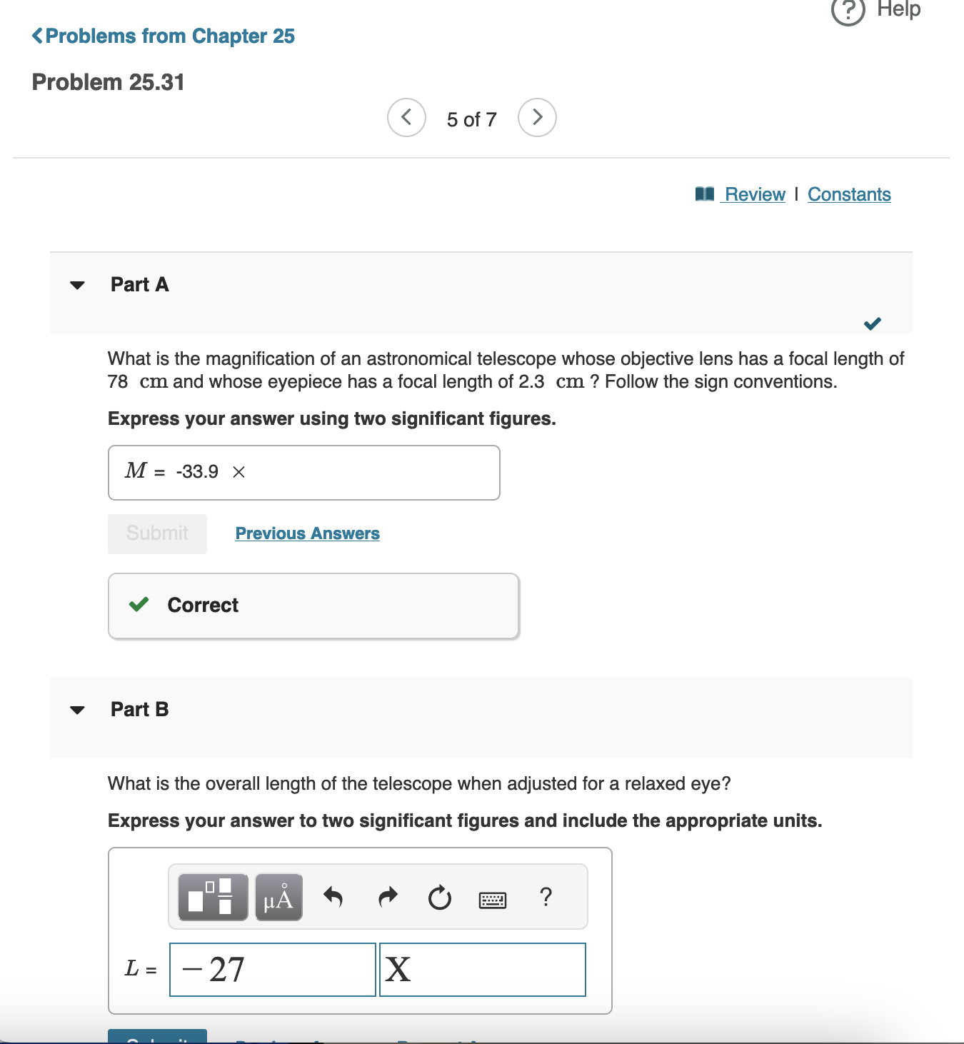 significant figures and include the appropriate units. (Problems from Chapter 25 Problem