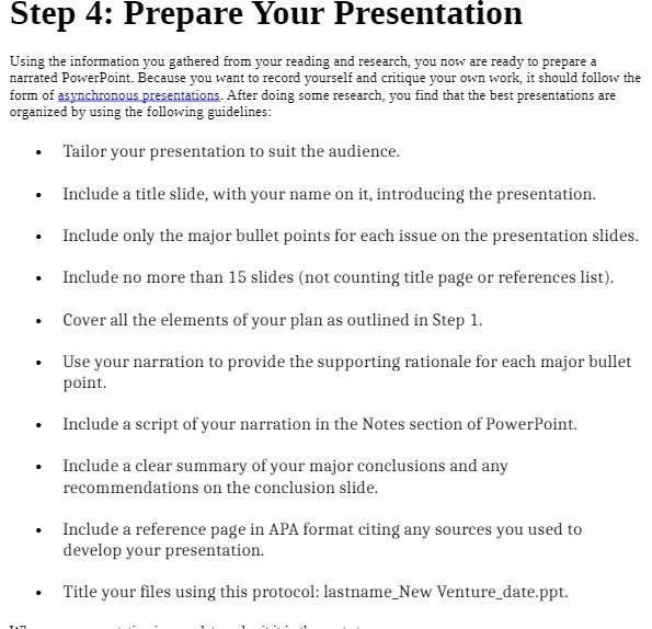 your reading and research, you now are ready to prepare a narrated