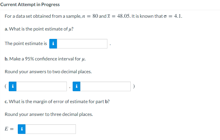 sample, n = 80 and x = 48.05. It is known that