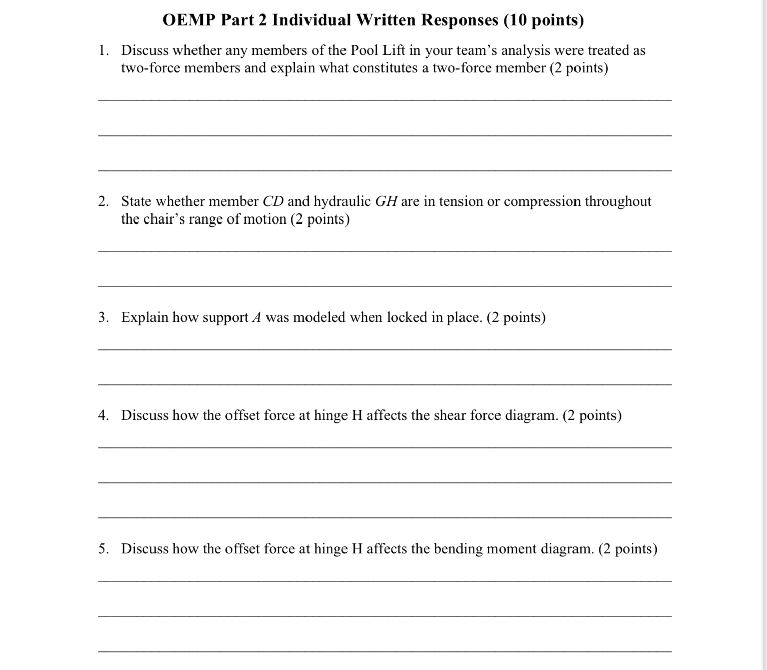 as twoforce members and explain what constitutes a two-force member (2 points)