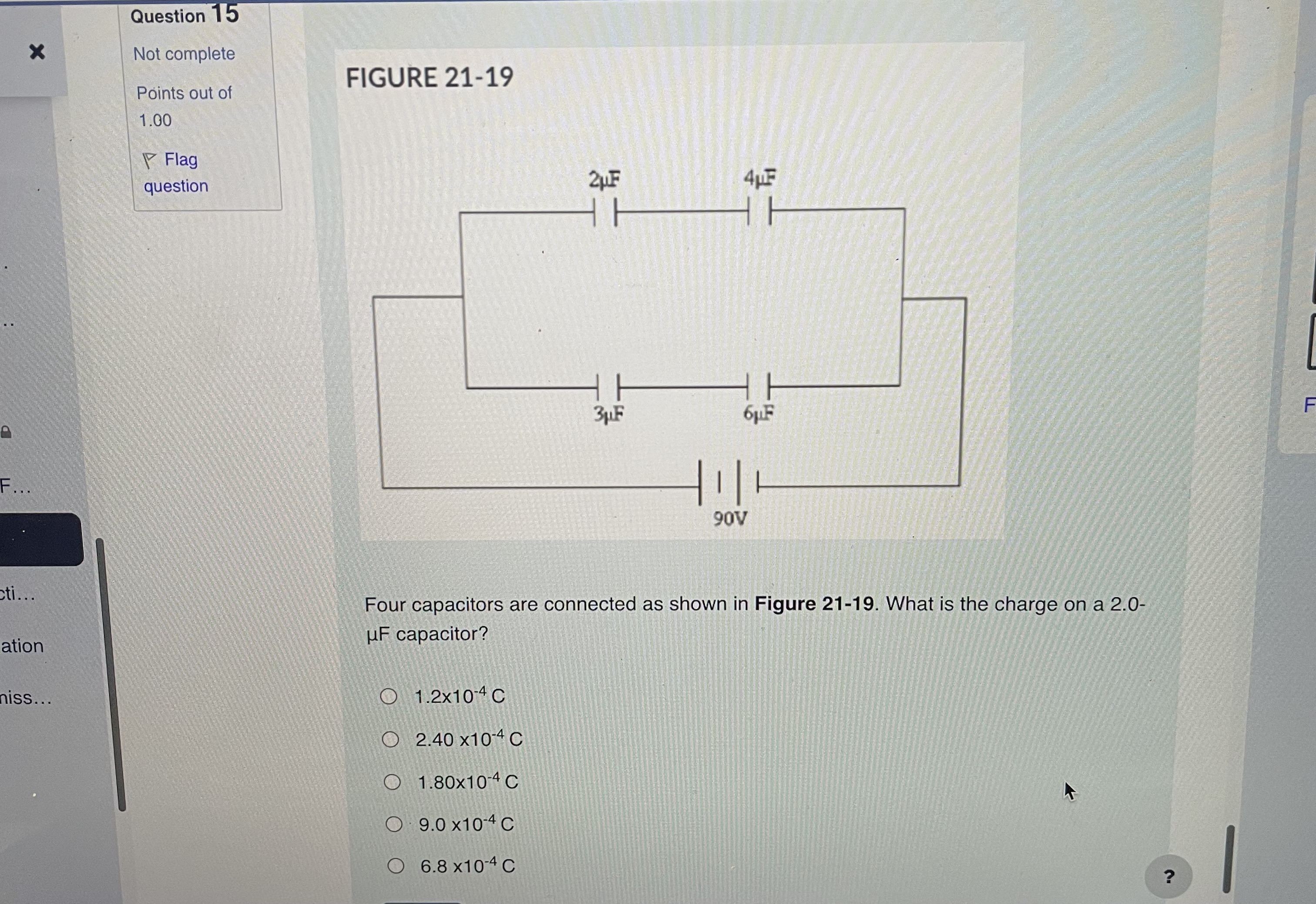 potential difference between the plates is 80 V. What is the capacitance