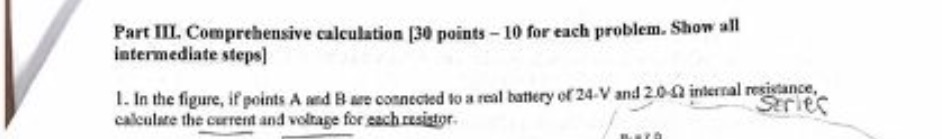 Can someone help me solve this problem? Part III. Comprehensive calculation [30
