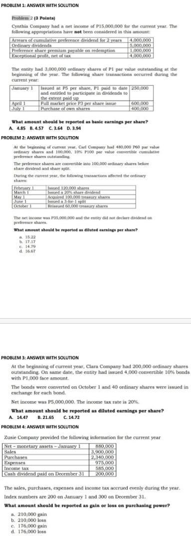 PROBLEM 1-4 ANSWER WITH SOLUTION PROBLEM 1: ANSWER WITH SOLUTION Problem 2