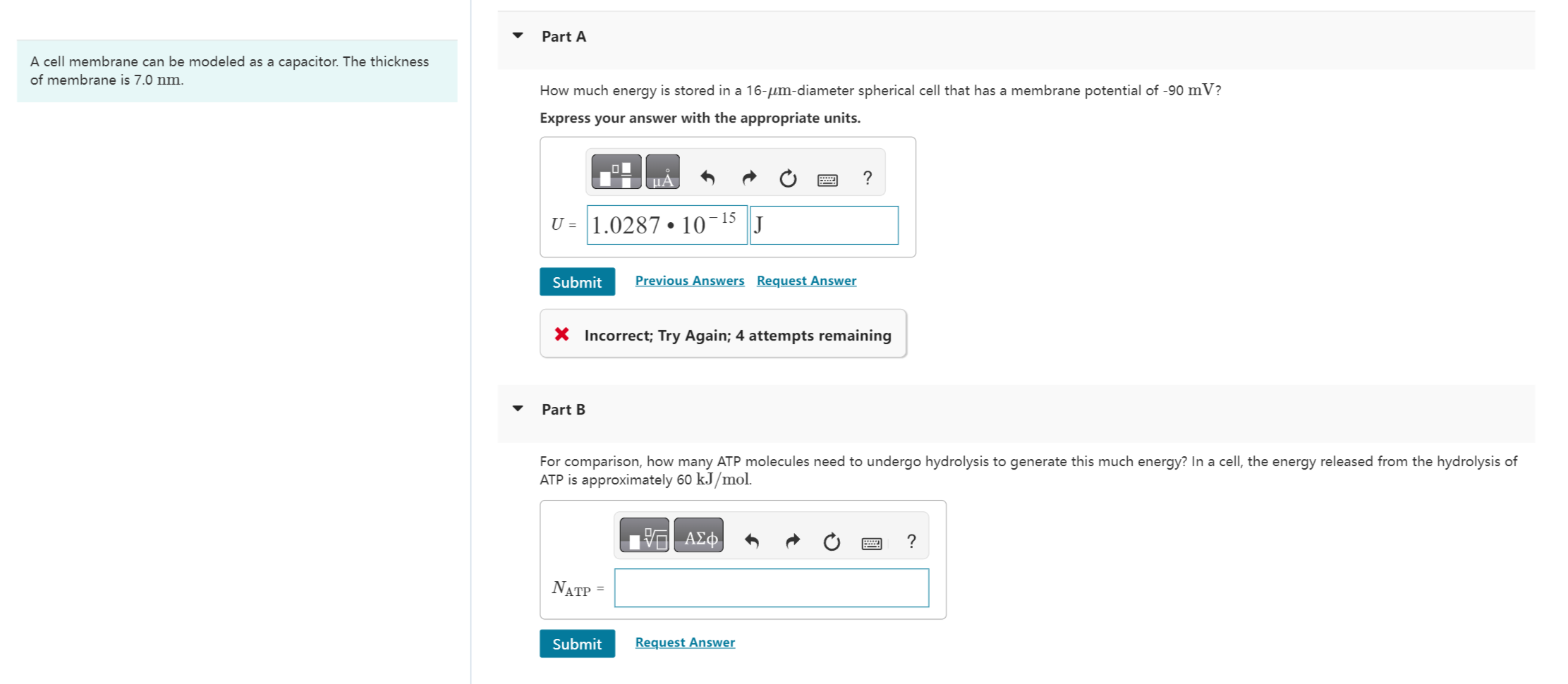 X Incorrect; Try Again; 5 attempts remaining Part B At what distance