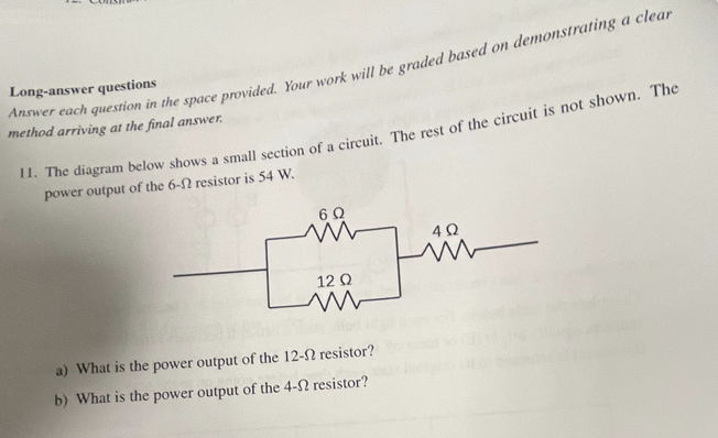  Answer each question in the space provided. Your work will be