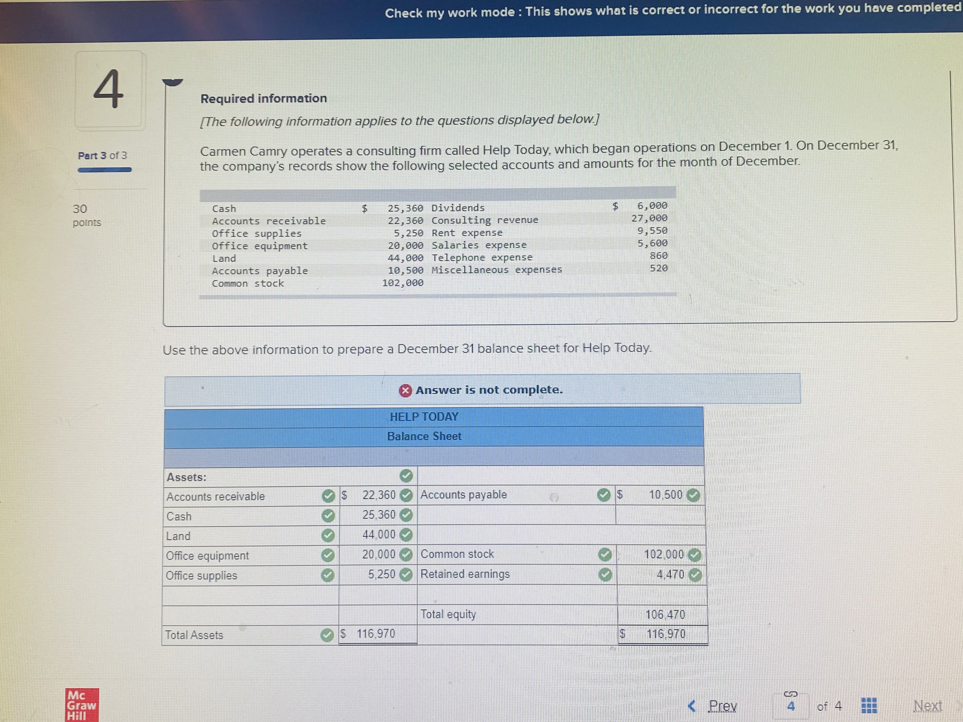 Dividends $ 6,000 Accounts receivable 22,360 Consulting revenue 27,900 Office supplies 5,250