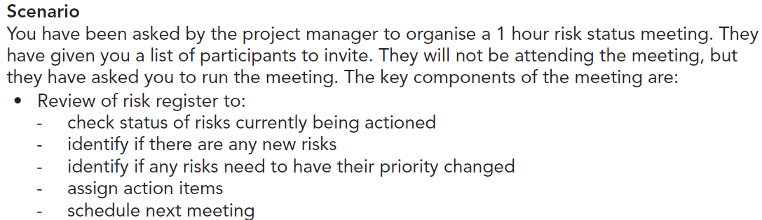 Based on below scenario: Scenario You have been asked by the project