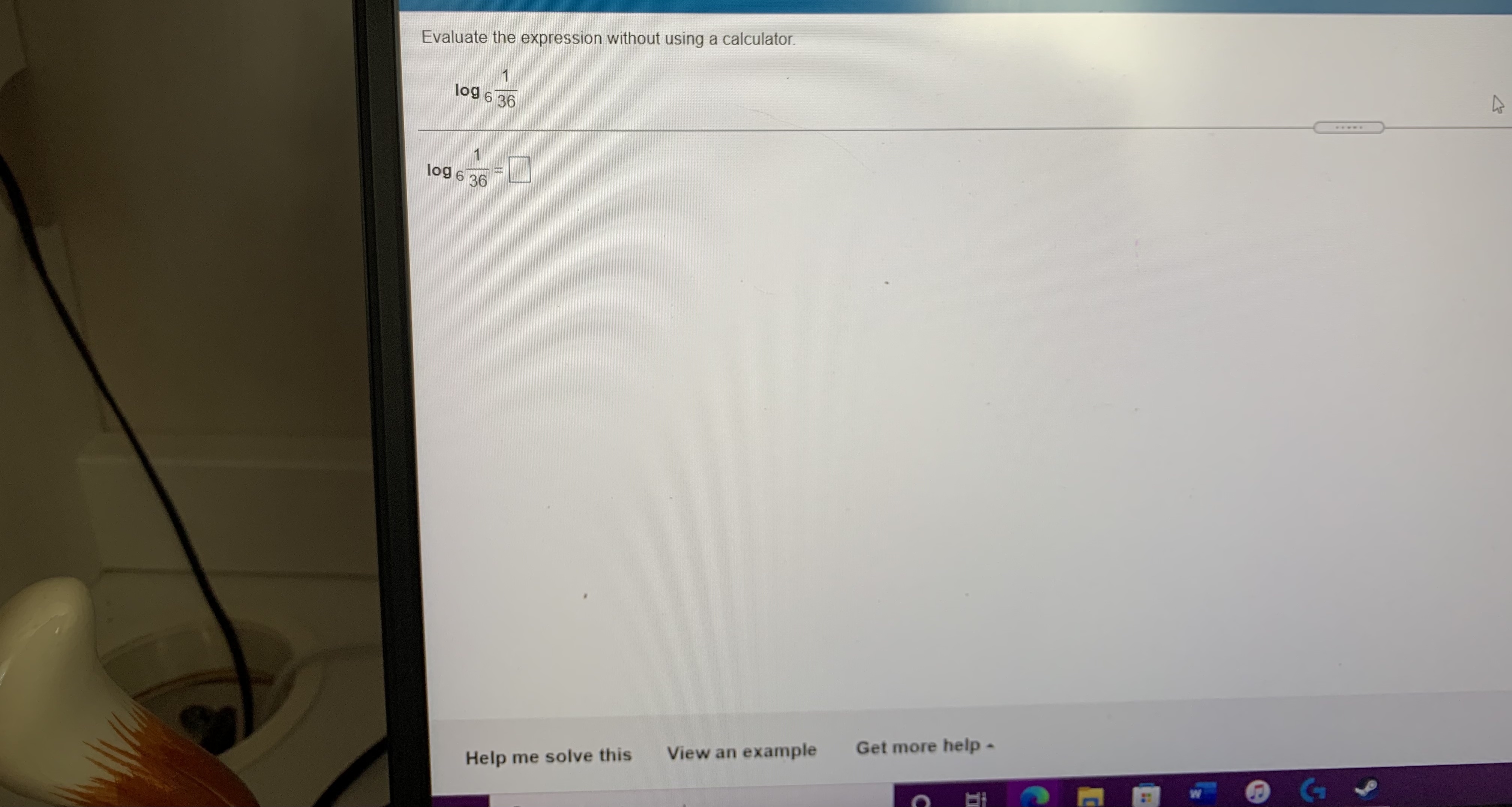 without using a calculator log 6 ( V6 ) log 6 (