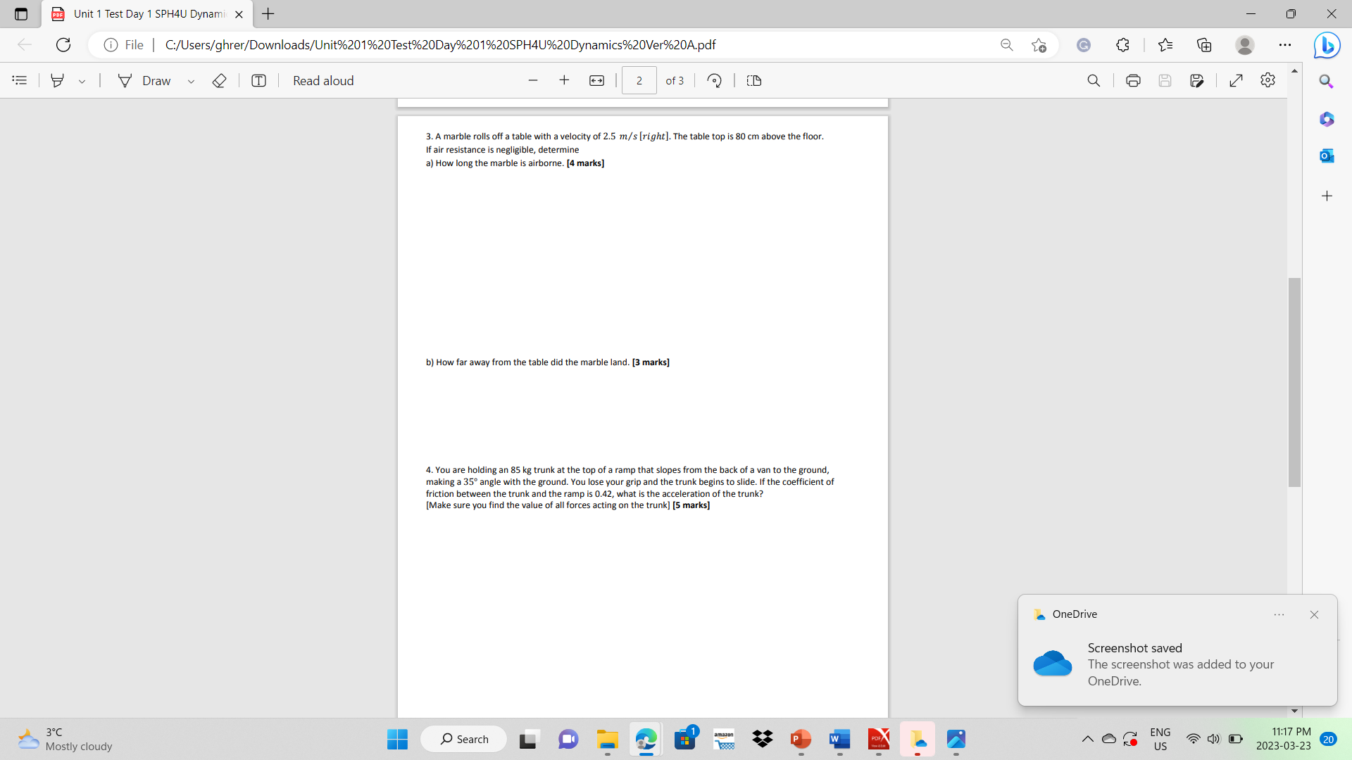 C File | C:/Users/ghrer/Downloads/Unit%201%20Test%20Day%201%20SPH40%20Dynamics%20Ver%20A.pdf G . . . | | V Draw