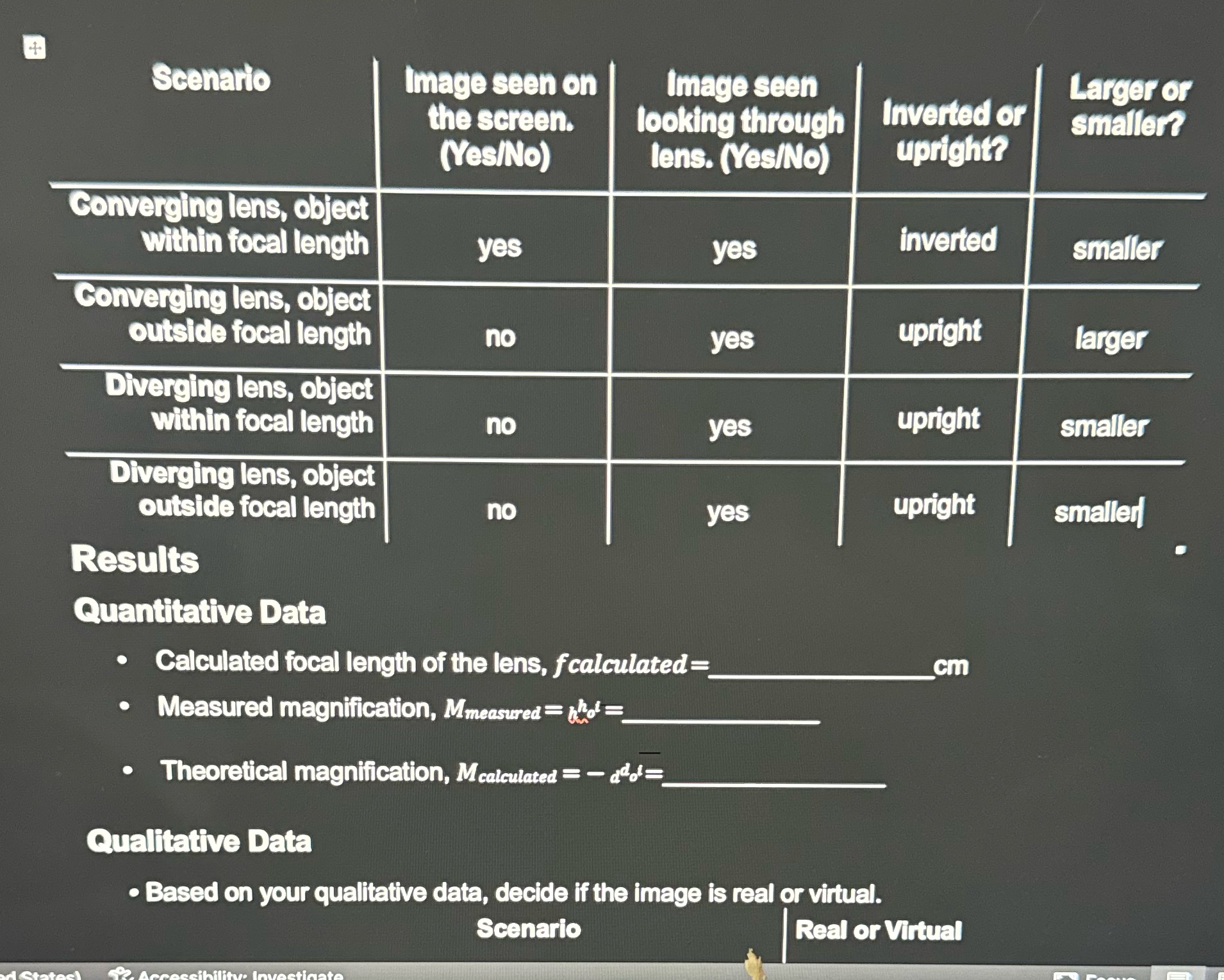  Scenario Image seen on Image seen Larger or the screen. looking