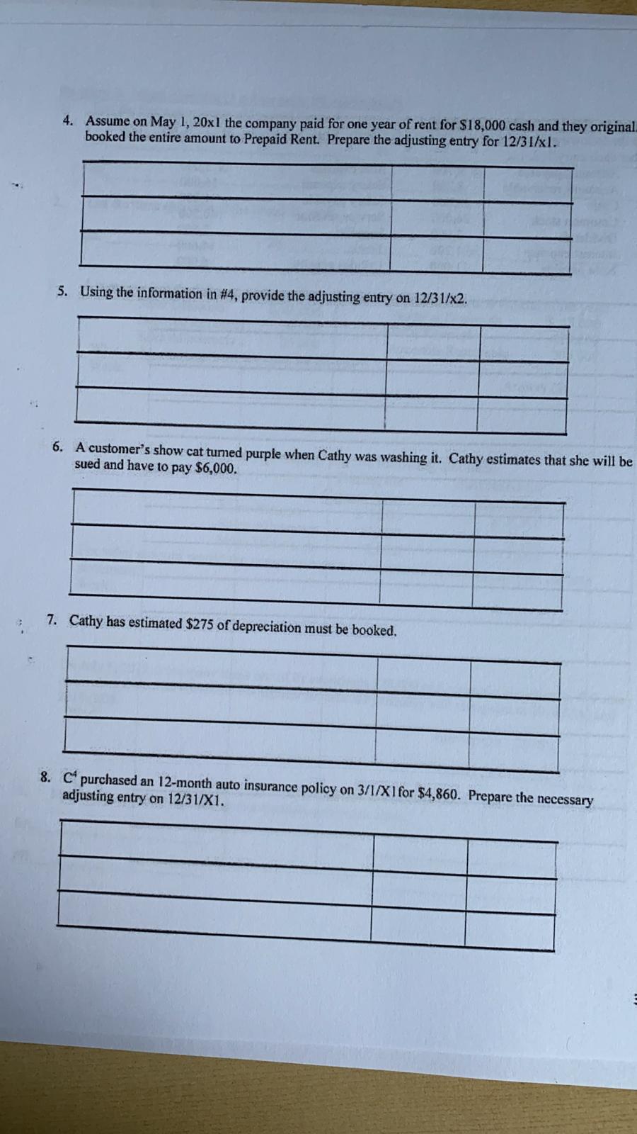 Problem 1: Adjusting Entries (3 points each, 24 points total) Provide