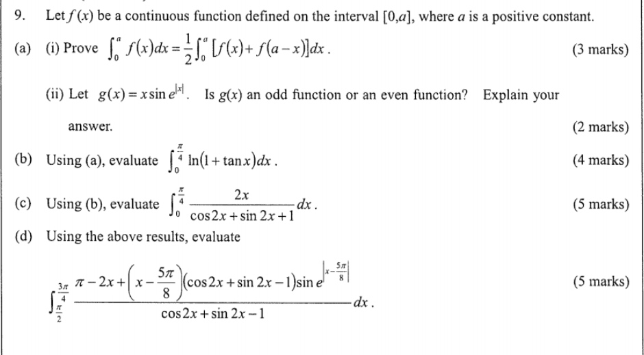  9. Let f(x) be a continuous function defined on the interval