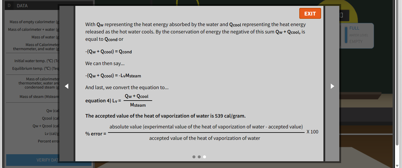 INSERT TUBE STIR EMPTY Mass of Calorimeter, 253.134 thermometer, and water (g)
