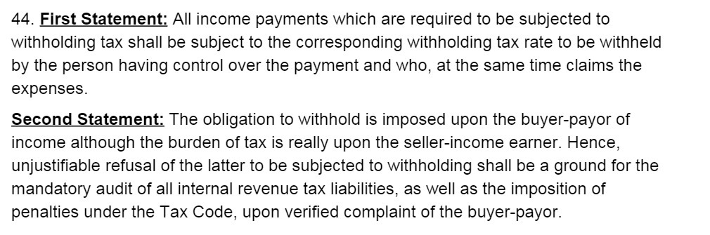 subjected to withholding tax shall be subject to the corresponding withholding tax