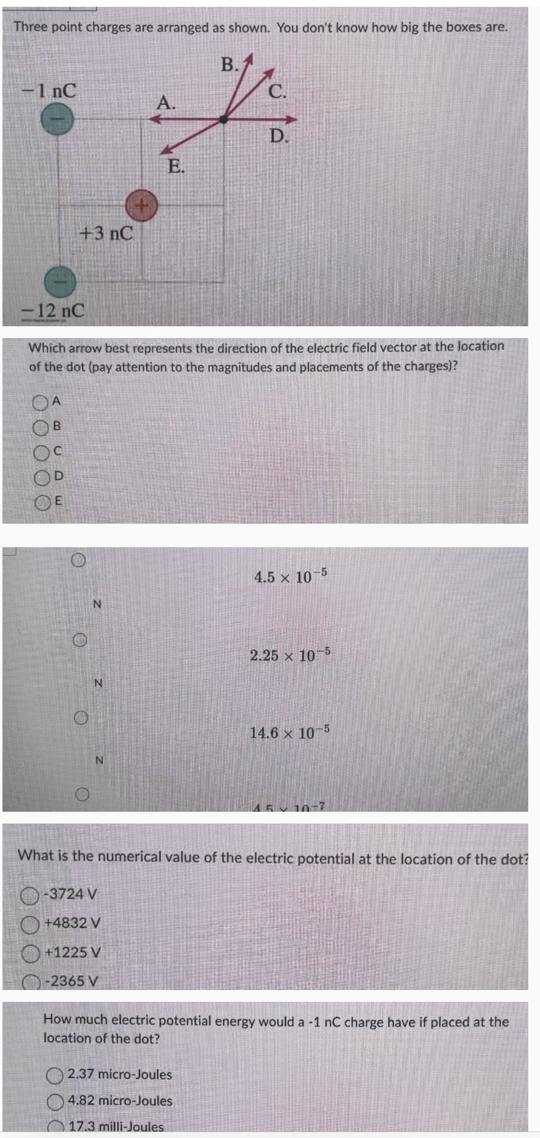 Physics help Three point charges are arranged as shown. You don't know