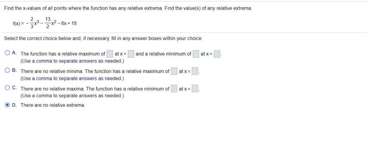 are no relative minima. The function has a relative maximum of at
