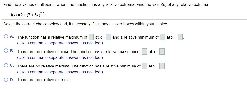 x 2 (Use a comma to separate answers as needed.) O C.