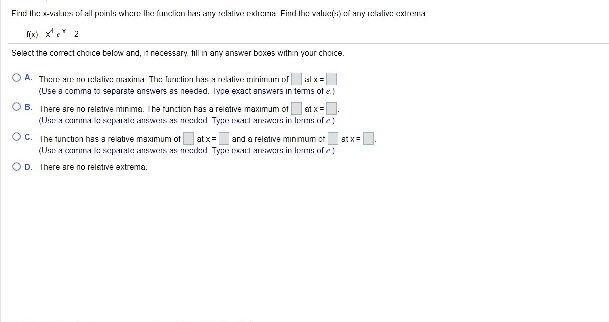 atx 2 (Use a comma to separate answers as needed.) G) D.