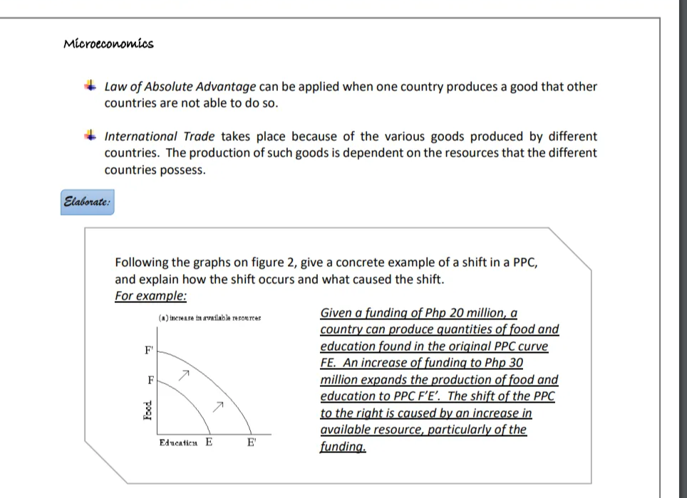 would entail an outward shift of the PPC. 2. Increases in the