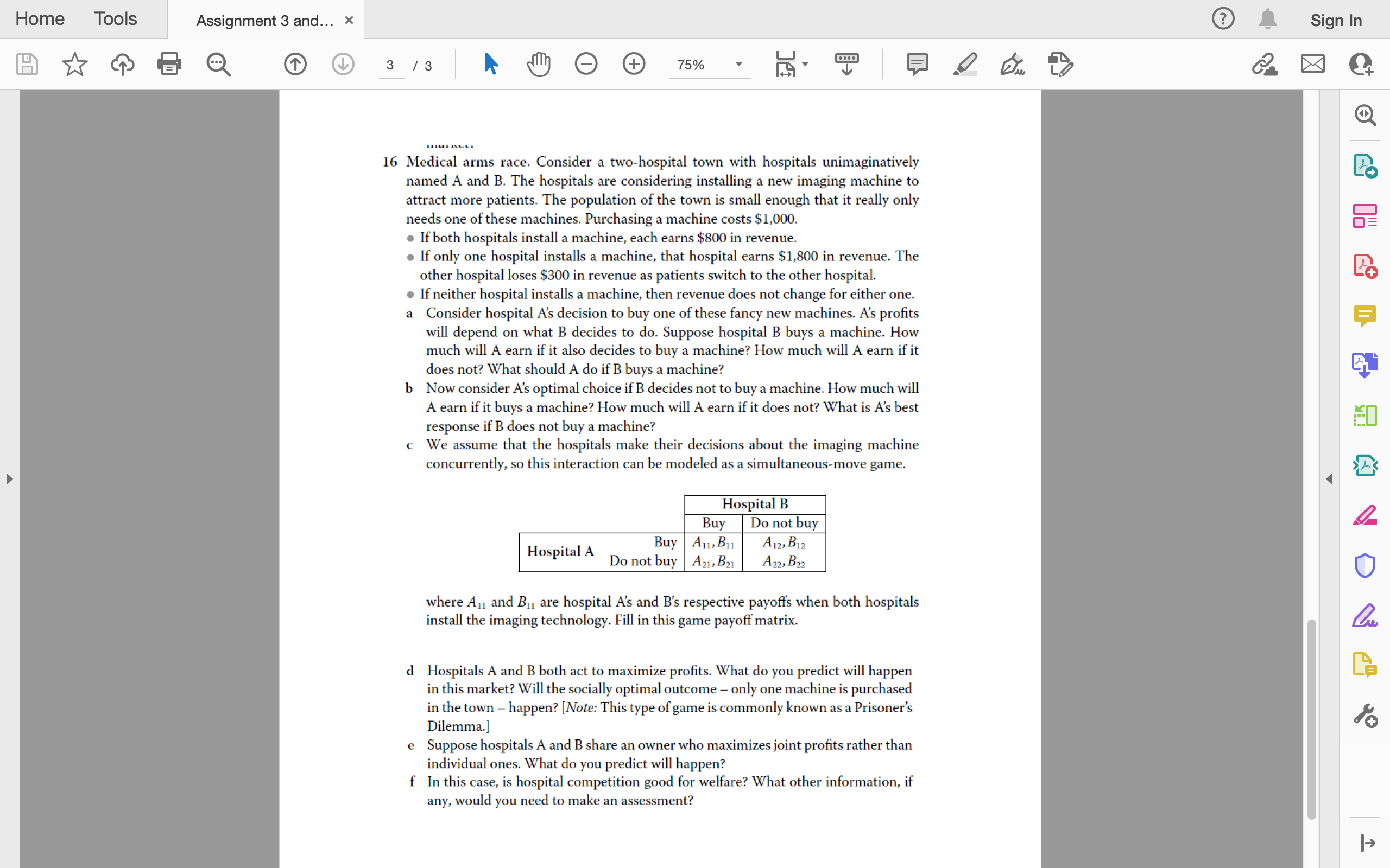 Home Tools Assignment 3 and... x o A Sign In 3 75%