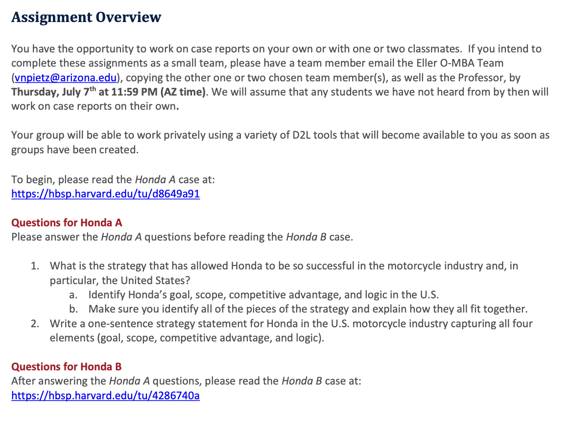 Assignment Overview You have the opportunity to work on case reports