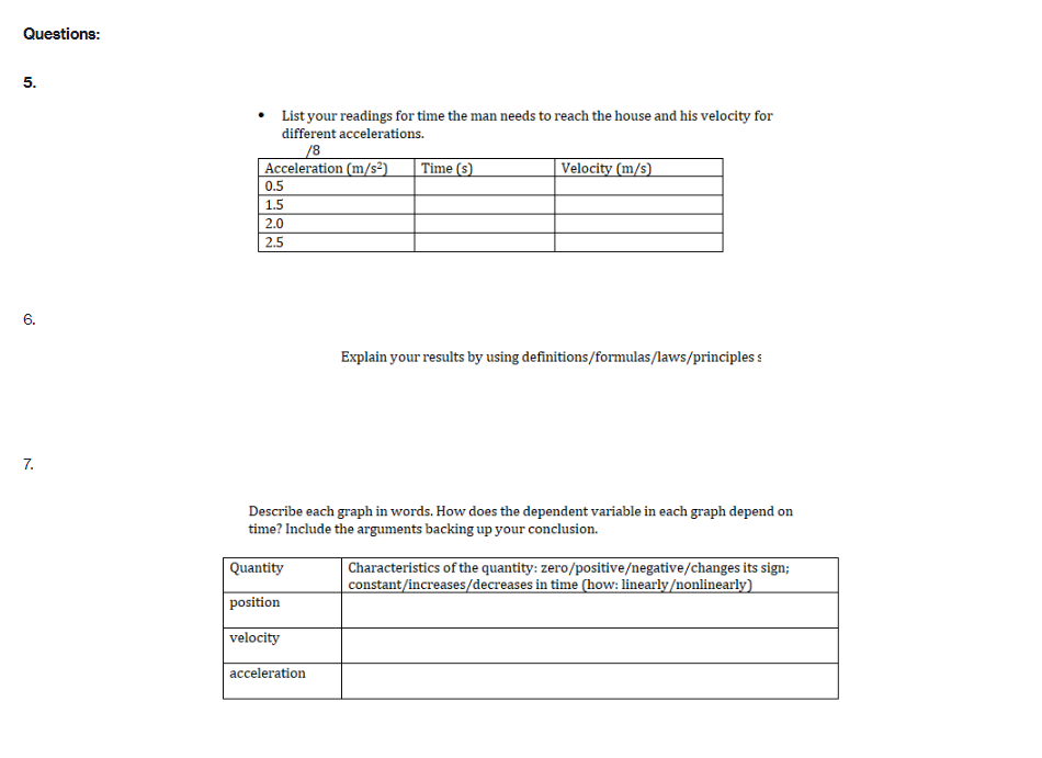 copy it in your report. Determine from the Position vs. Time graph
