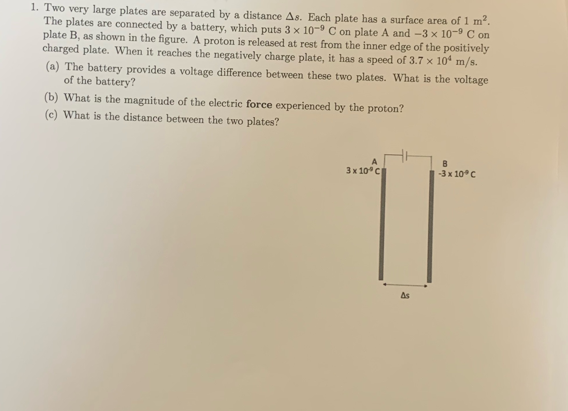 1. Two very large plates are separated by a distance As.