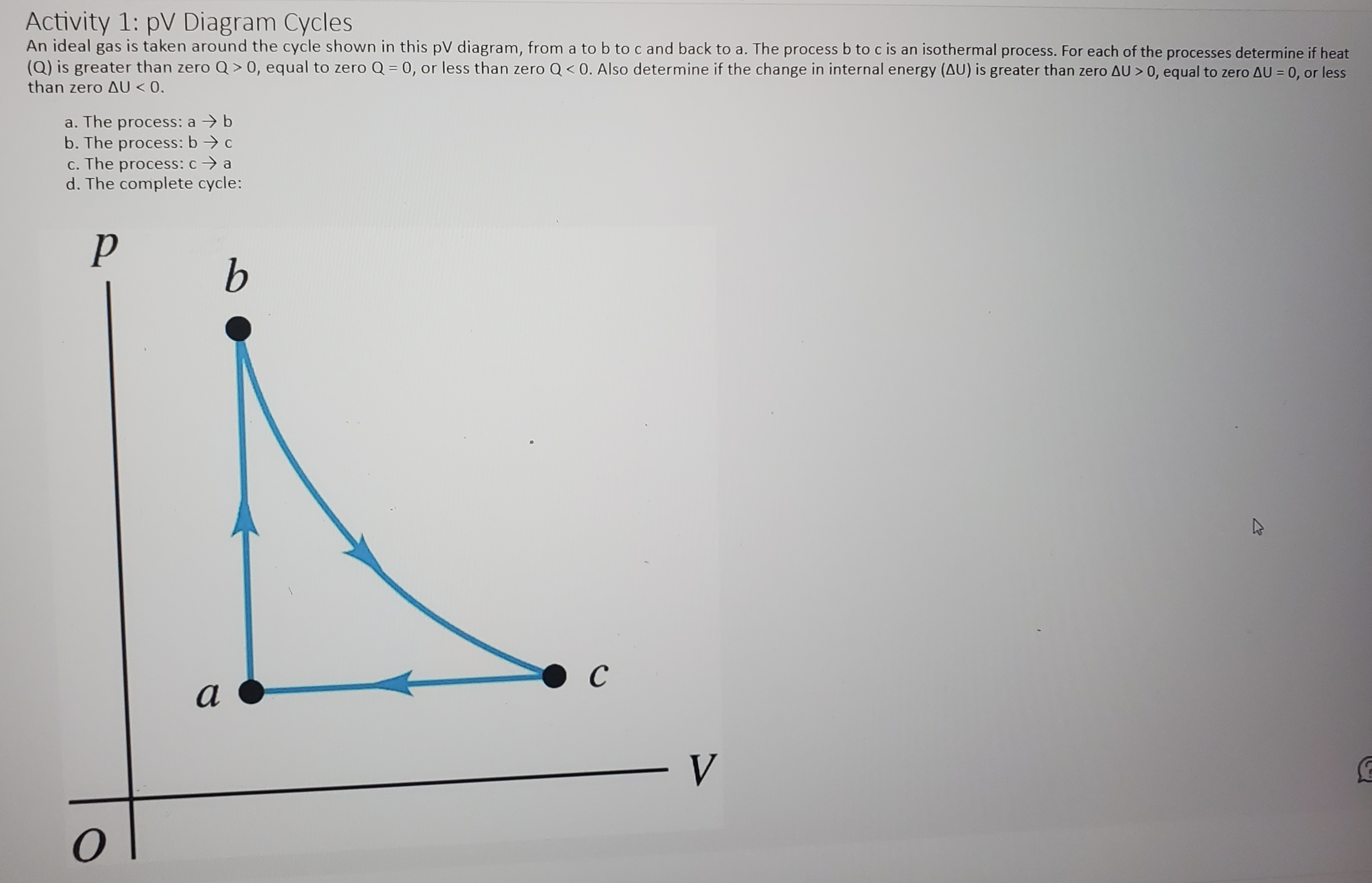 diagram, from a to b to c and back to a. The