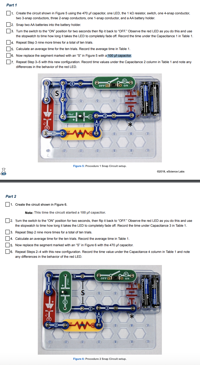 shown in Figure 5 using the 470 uf capacitor, one LED, the