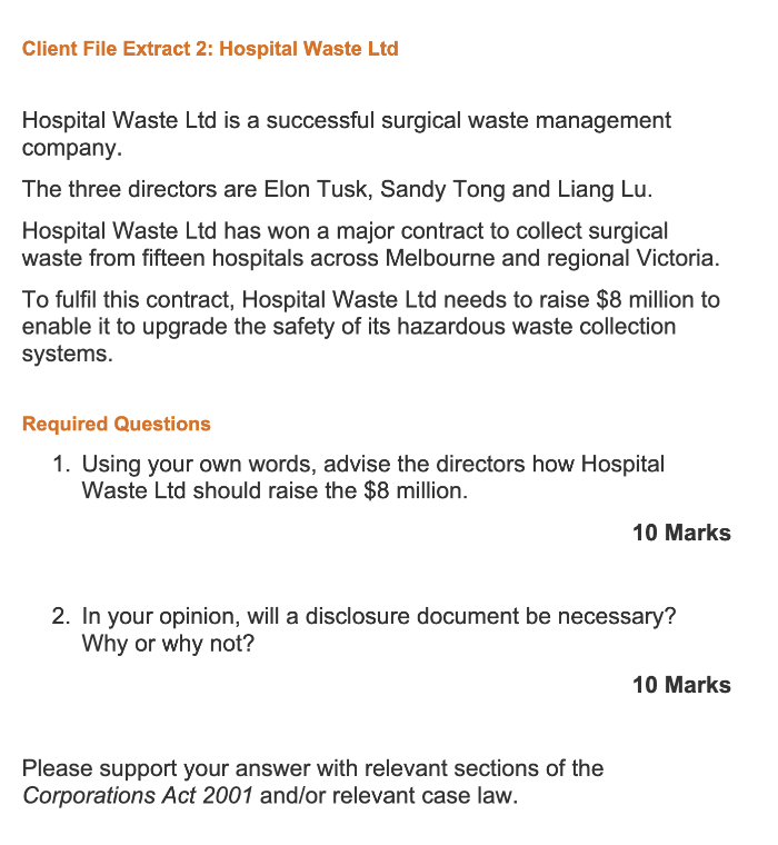 Help answer the questions by MOA with IRAC Client File Extract 2: