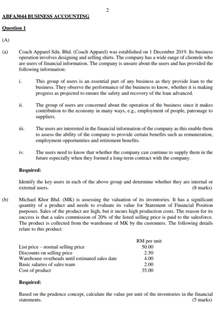 Question 1 (Continued) (B) IAS 38 Intangible Assets prescribes the accounting