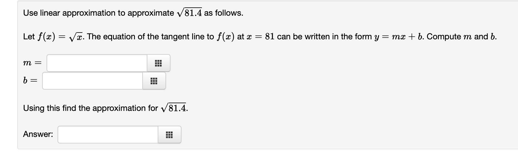 in the form y = ma + b. Compute m and b.