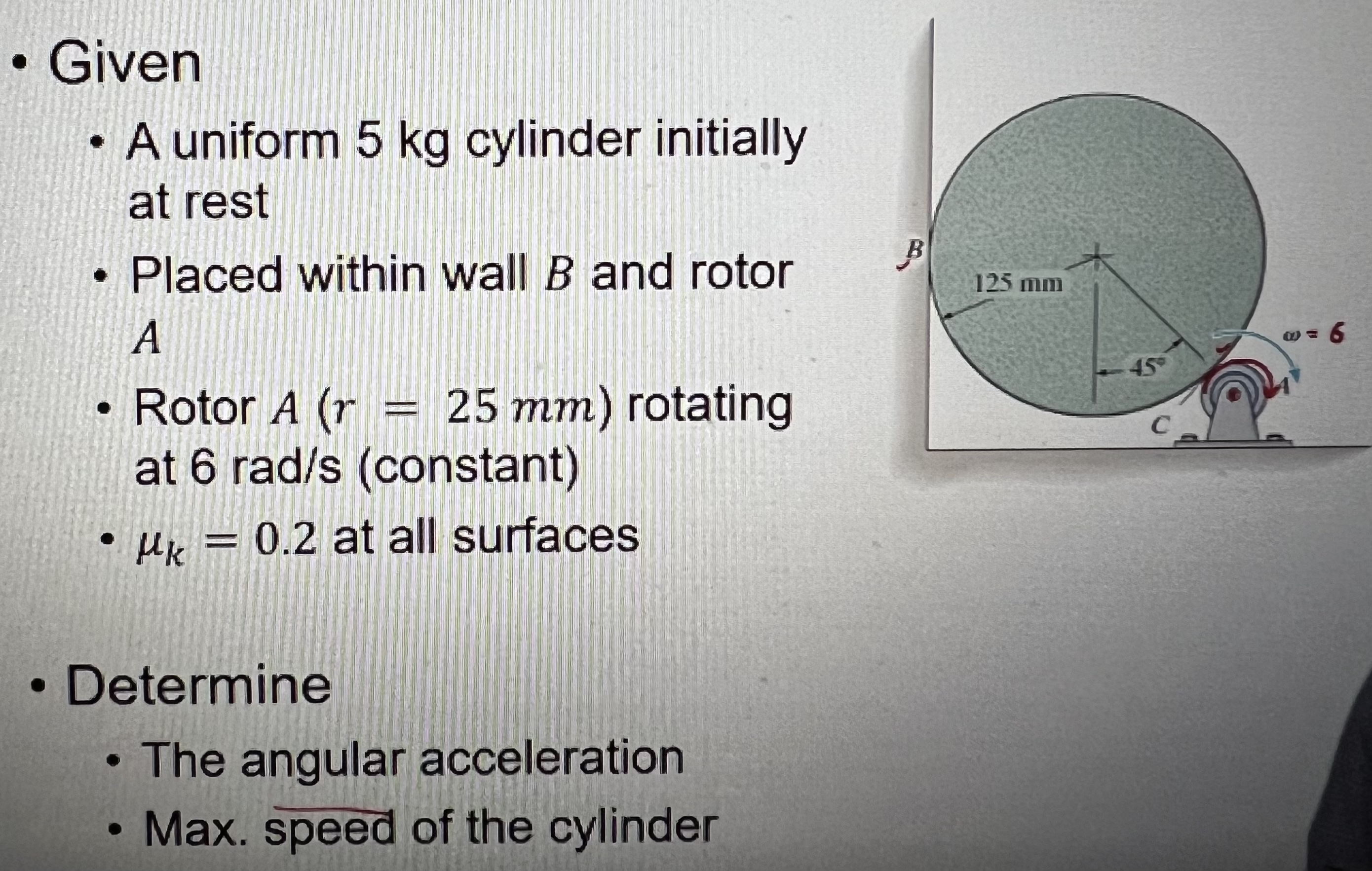 rad/s (constant) . HK = 0.2 at all surfaces . Determine .