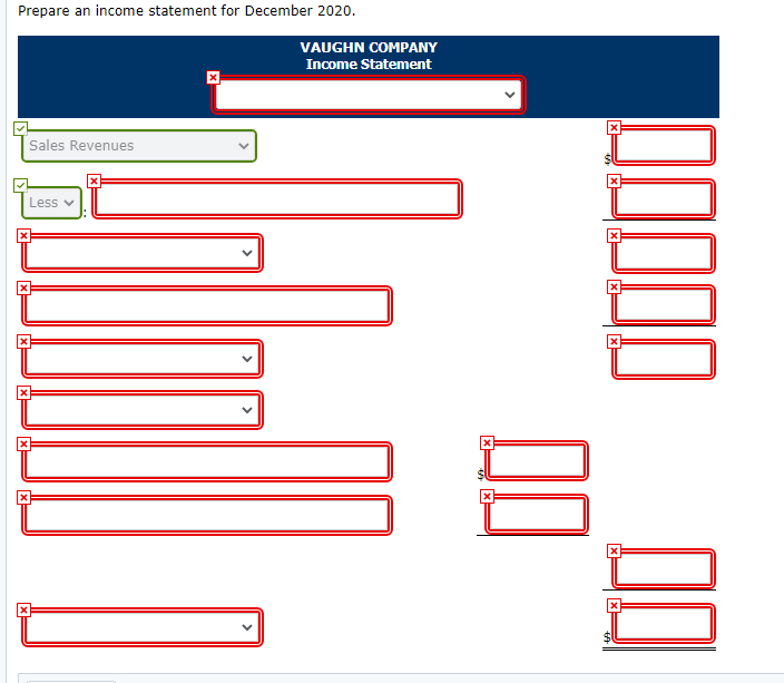ending inventory and cost of goods sold under LIFO, assuming Vaughn Company