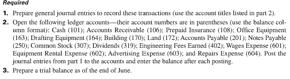 journal entries; preparing a trial balance2.Problem 2-4A, Preparing and posting journal entries;