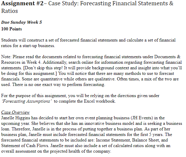 financial statements. [Don't skip this step! It will provide background context and