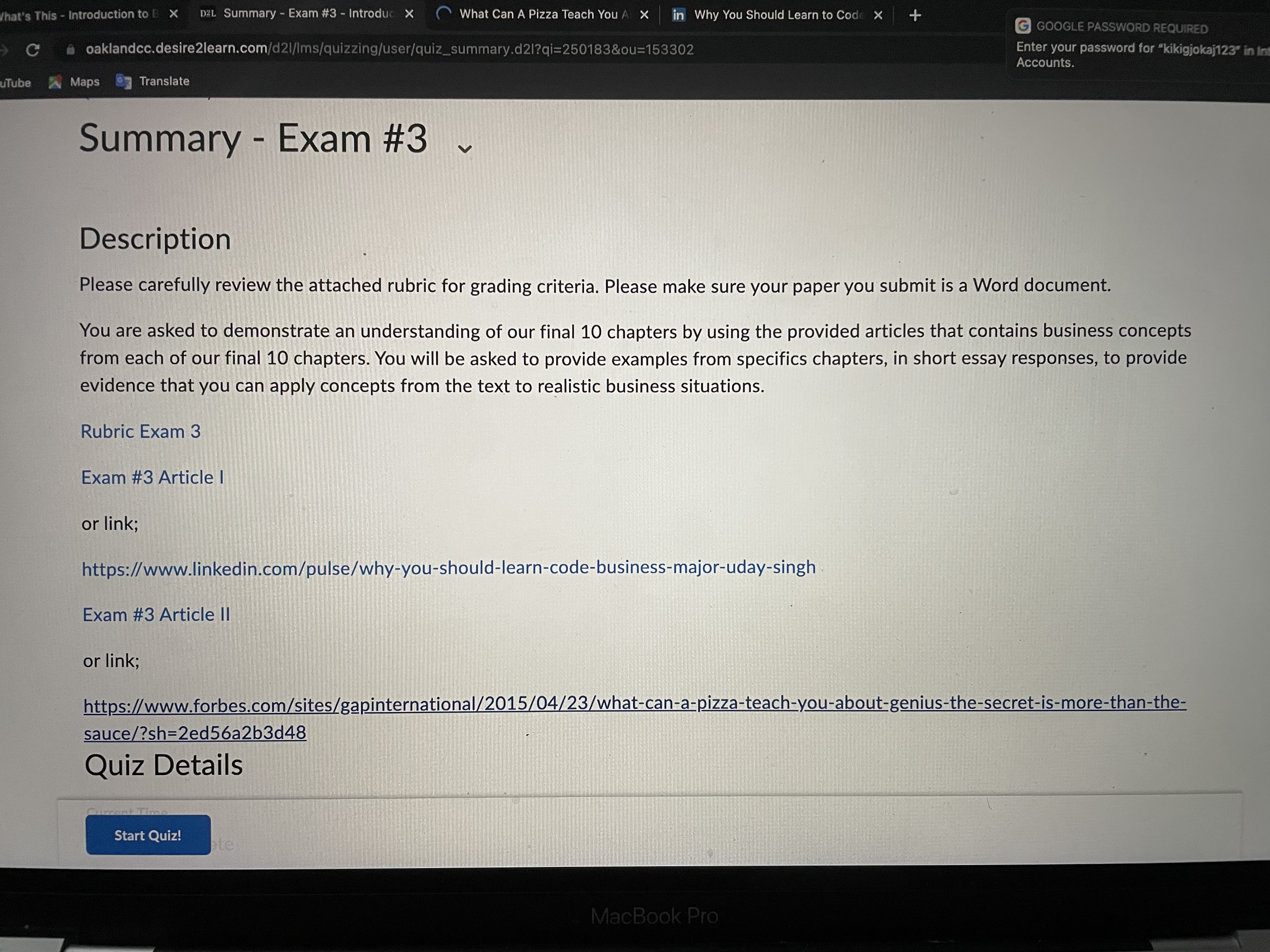  That's This - Introduction to B D2L Summary - Exam #3