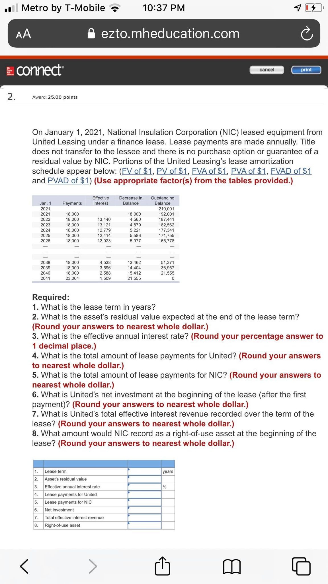 10:37 PM 4 [4' ' eztomheducationcom 2 . Award: 25.00 points On